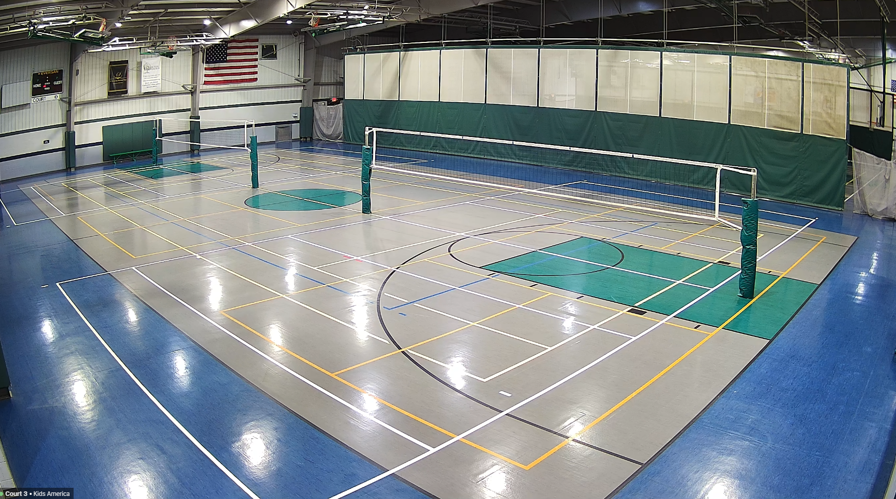 Indoor multipurpose court set up for volleyball